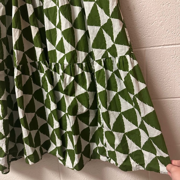 Anthropologie Maeve Bettina Tiered Shirt Dress Plus Size 1X Midi Green Pattern - Picture 7 of 13